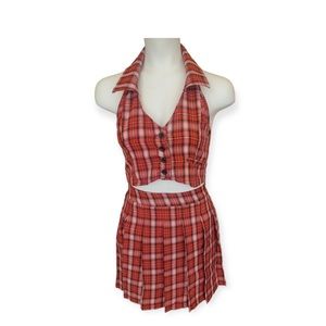 Plaid skirt set